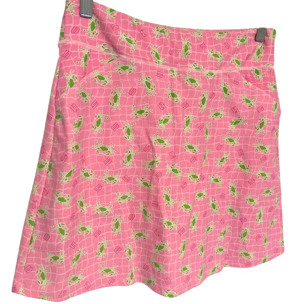 Spunkwear Skort Crab Print in Pink, Green Pickleball Tennis Golf